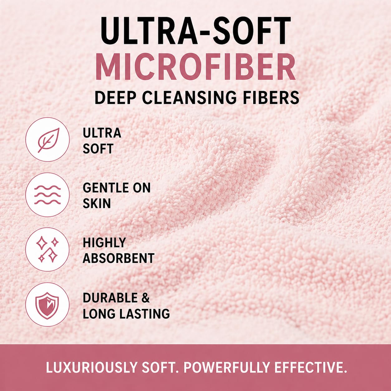 EVERLYGOODS Reusable Makeup Remover Cloths, Microfiber Face Towels, 12 x 12 Inch, Washable & Eco-Friendly, Pink & Black
